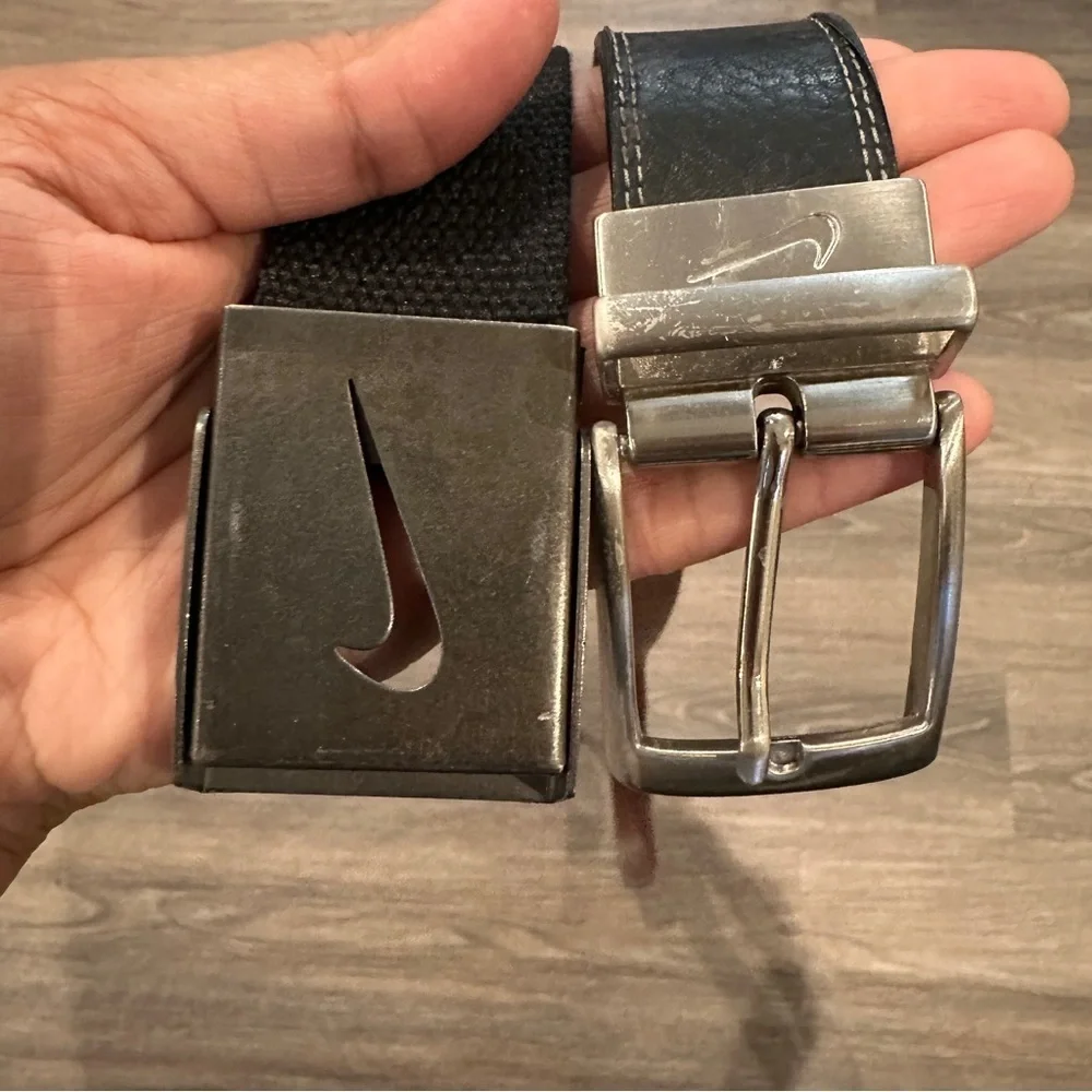 Nike Set of 2 Men’s Belts in Black & Brown Colors  Waist Adjustable Buckles
